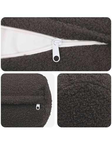 Federa 2 pcs HEERLEN Grigio Scuro Ø 15 x 40 cm Bouclé