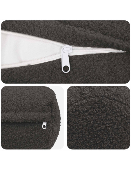 Federa 6 pcs HEERLEN Grigio Scuro Ø 15 x 40 cm Bouclé