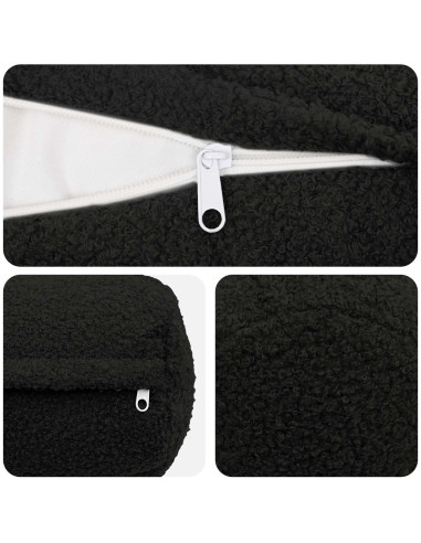Federa 2 pcs HEERLEN Nero Ø 15 x 40 cm Bouclé