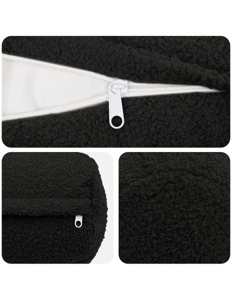 Federa 2 pcs HEERLEN Nero Ø 15 x 40 cm Bouclé