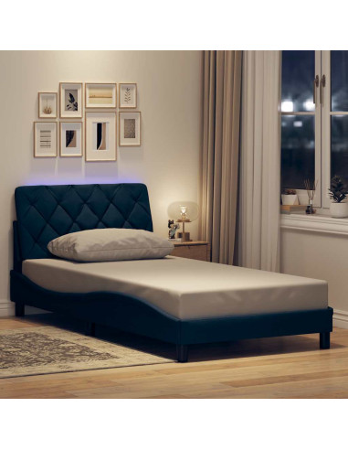 Giroletto con LED senza Materasso Blu 100x200 cm in Tessuto
