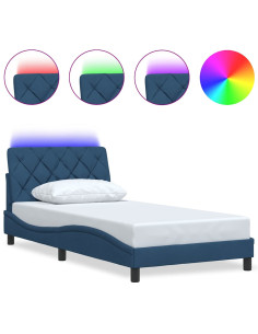 Giroletto con LED senza Materasso Blu 100x200 cm in Tessuto 2