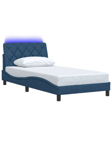 Giroletto con LED senza Materasso Blu 100x200 cm in Tessuto
