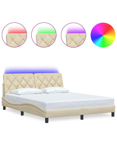Giroletto con LED senza Materasso Crema 160x200 cm in Tessuto 2