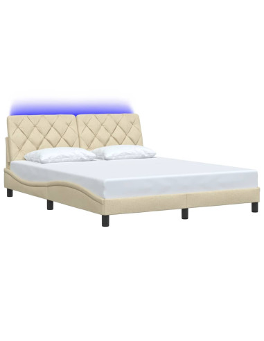 Giroletto con LED senza Materasso Crema 160x200 cm in Tessuto