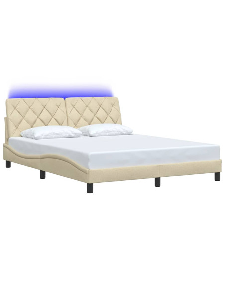 Giroletto con LED senza Materasso Crema 160x200 cm in Tessuto