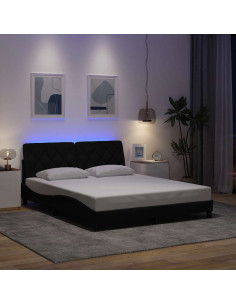 Giroletto con LED senza Materasso Nero 160x200 cm in Tessuto
