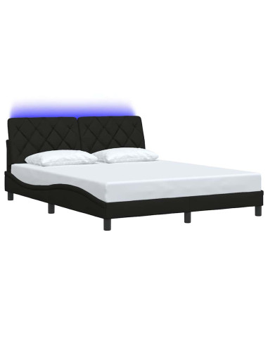 Giroletto con LED senza Materasso Nero 160x200 cm in Tessuto