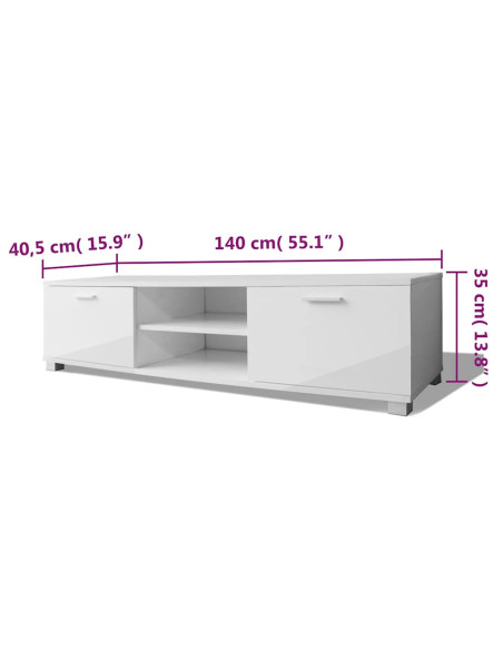 Mobile Porta TV Bianco Lucido 120x40,5x35 cm