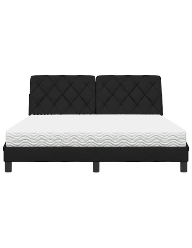 Letto con Materasso Nero 160x200 cm in Tessuto