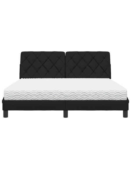 Letto con Materasso Nero 160x200 cm in Tessuto