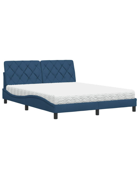 Letto con Materasso Blu 160x200 cm in Tessuto