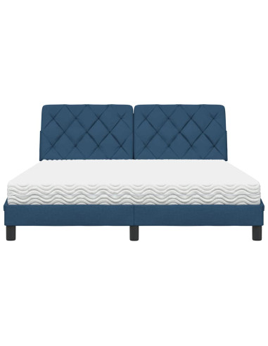 Letto con Materasso Blu 160x200 cm in Tessuto
