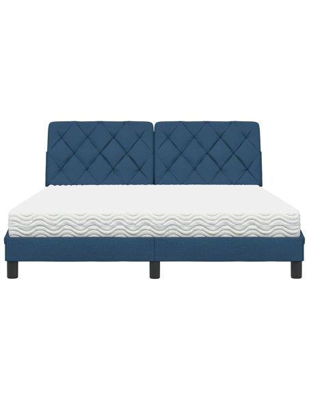 Letto con Materasso Blu 160x200 cm in Tessuto