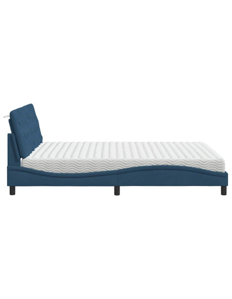 Letto con Materasso Blu 160x200 cm in Tessuto