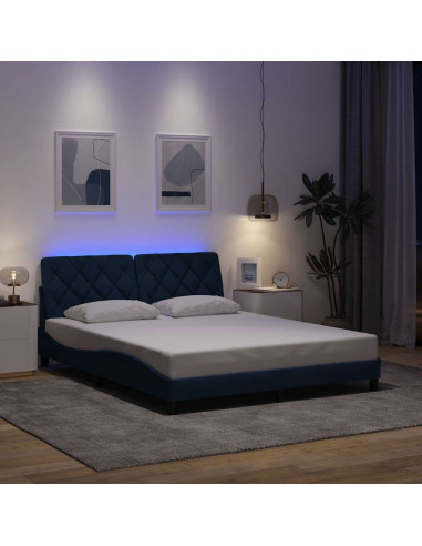 Giroletto con LED senza Materasso Blu 160x200 cm in Tessuto