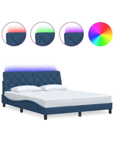 Giroletto con LED senza Materasso Blu 160x200 cm in Tessuto