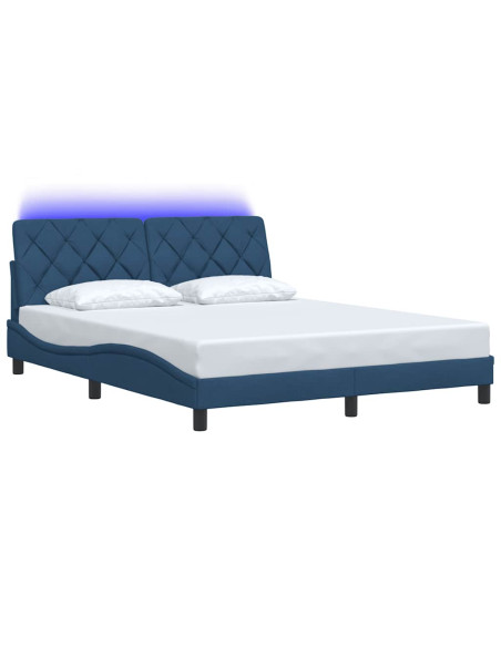 Giroletto con LED senza Materasso Blu 160x200 cm in Tessuto
