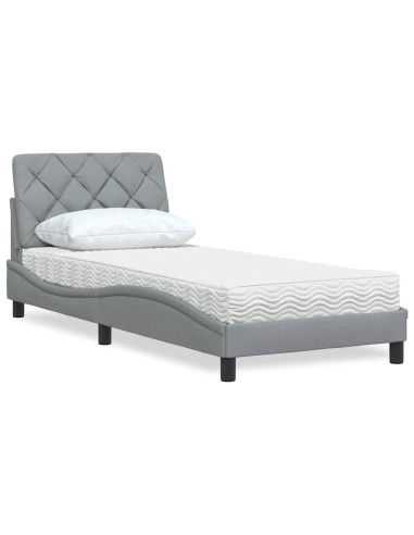 Letto con Materasso Grigio Chiaro 80x200 cm in Tessuto