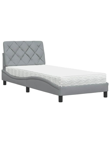 Letto con Materasso Grigio Chiaro 80x200 cm in Tessuto