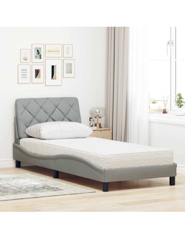 Letto con Materasso Grigio Chiaro 80x200 cm in Tessuto