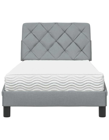 Letto con Materasso Grigio Chiaro 80x200 cm in Tessuto