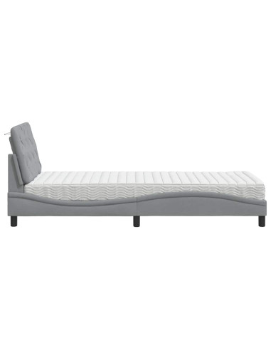 Letto con Materasso Grigio Chiaro 80x200 cm in Tessuto