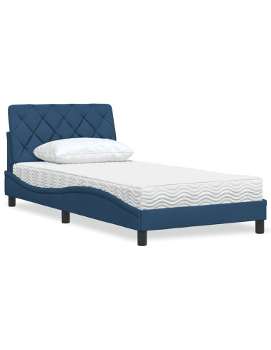Letto con Materasso Blu 100x200 cm in Tessuto