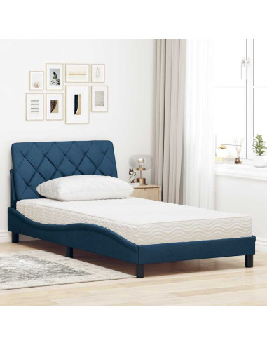 Letto con Materasso Blu 100x200 cm in Tessuto