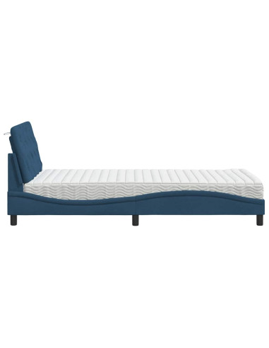 Letto con Materasso Blu 100x200 cm in Tessuto