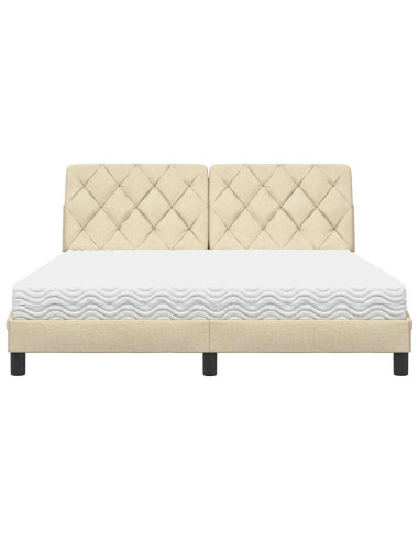 Letto con Materasso Crema 160x200 cm in Tessuto