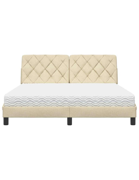 Letto con Materasso Crema 160x200 cm in Tessuto