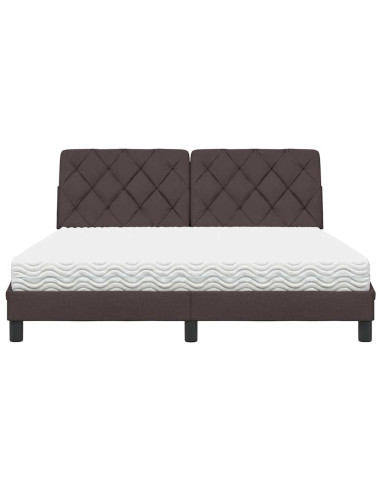 Letto con Materasso Marrone Scuro 160x200cm Tessuto