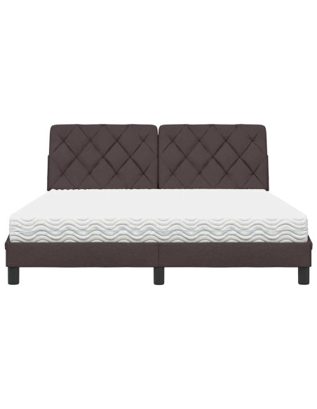 Letto con Materasso Marrone Scuro 160x200cm Tessuto