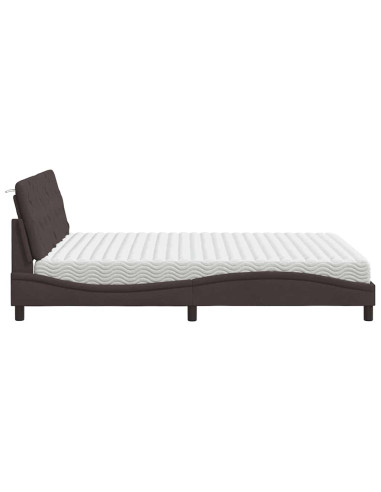 Letto con Materasso Marrone Scuro 160x200cm Tessuto