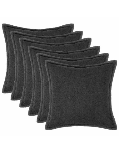 Federa 6 pcs HOUTEN Grigio Scuro 80 x 80 cm Bouclé