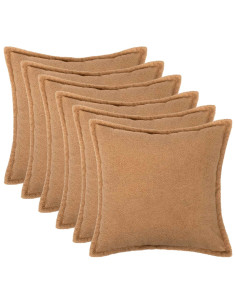 Federa 6 pcs HOUTEN Beige 80 x 80 cm Bouclé