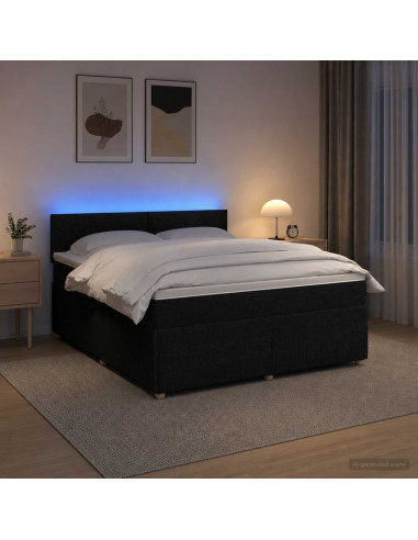 Letto box spring con materasso Nero 180 x 200 cm Tessuto