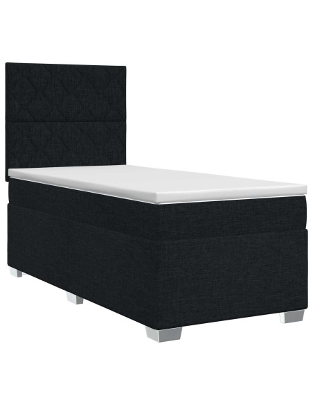 Letto box spring con materasso Nero 90 x 200 cm Tessuto