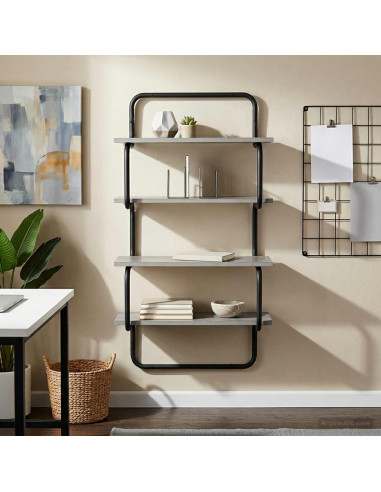 Mensola a 4 ripiani Sonoma grigio 60 x 24,5 x 104 cm