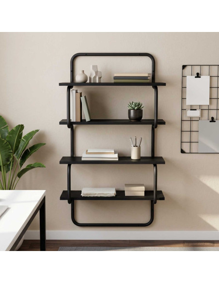 Mensola a 4 ripiani Rovere Nero 40 x 24,5 x 104 cm