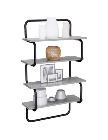 Mensola a 4 ripiani Sonoma grigio 40 x 24,5 x 104 cm