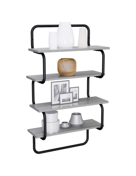 Mensola a 4 ripiani Sonoma grigio 40 x 24,5 x 104 cm