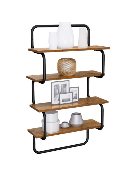 Mensola a 4 ripiani Legno antico 40 x 24,5 x 104 cm