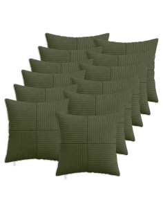 Federa 12 pcs ALMELO Verde 45 x 45 cm corduroy