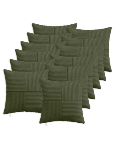 Federa 12 pcs ALMELO Verde 45 x 45 cm corduroy