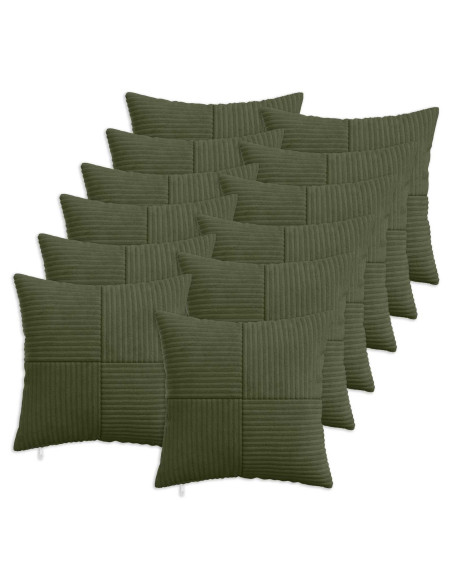 Federa 12 pcs ALMELO Verde 45 x 45 cm corduroy