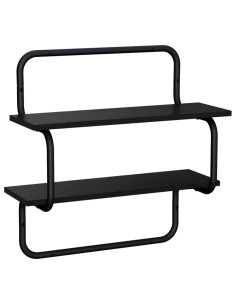 Mensola a muro a 2 livelli Rovere Nero 80 x 24,5 x 61 cm 2