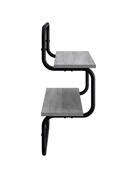 Mensola a Parete a 2 Livelli Sonoma grigio 80 x 24,5 x 61 cm