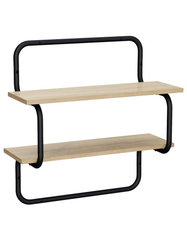 Mensola a parete a 2 livelli Rovere Sonoma 60 x 24,5 x 61 cm